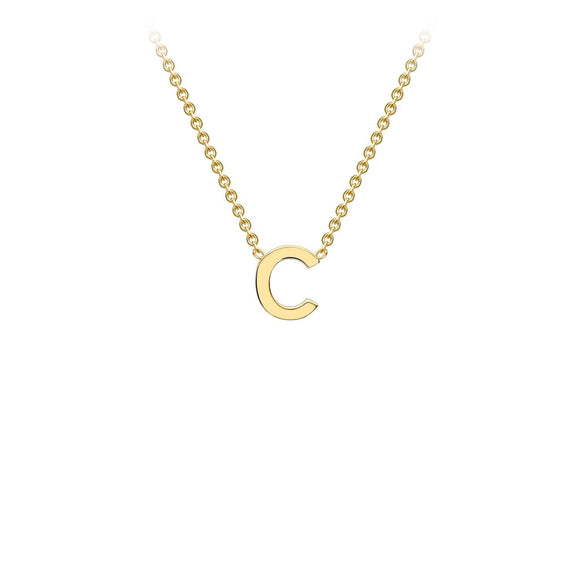 9K Yellow Gold 'C' Initial Adjustable Necklace 38cm/43cm | The Jewellery Boutique Australia