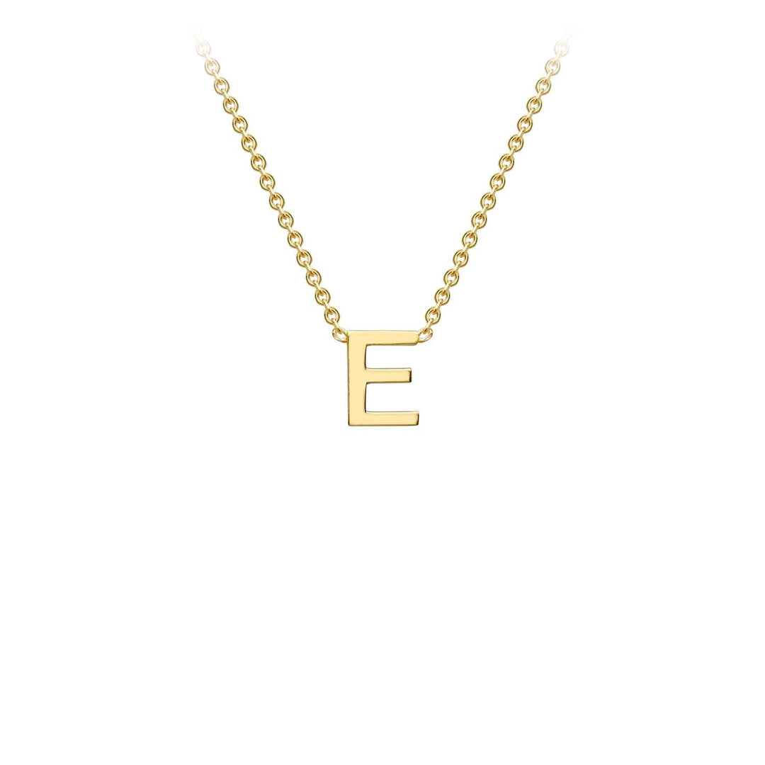 9K Yellow Gold 'E' Initial Adjustable Necklace 38cm/43cm | The Jewellery Boutique Australia