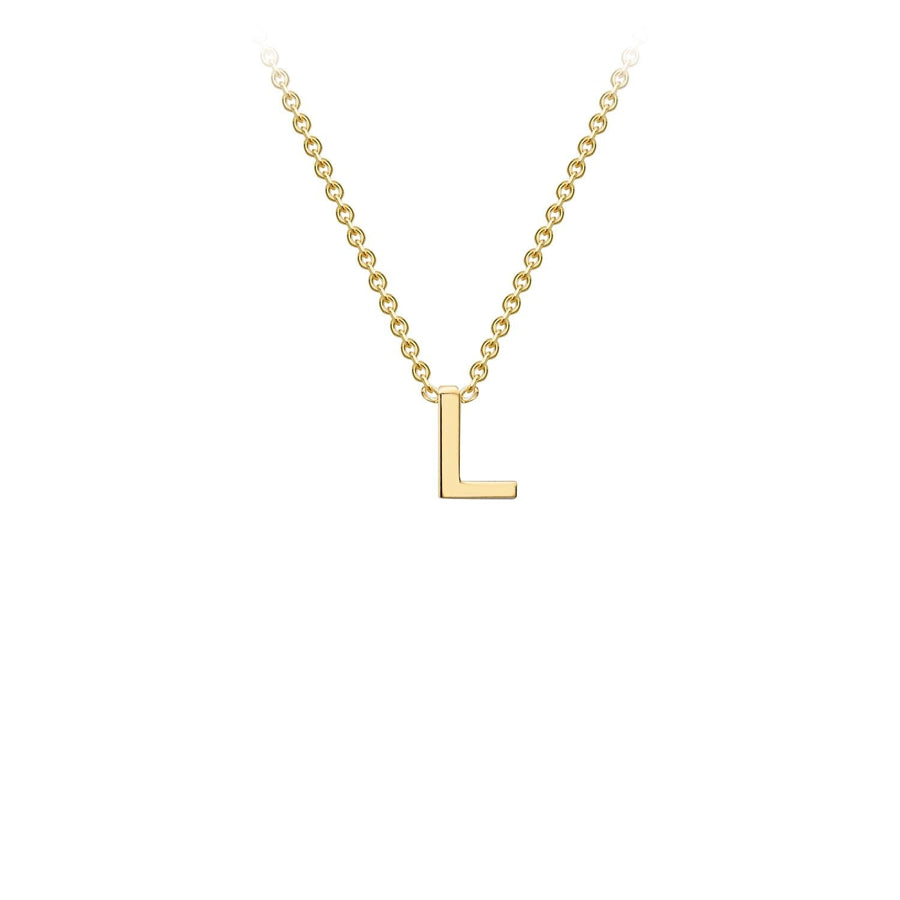 9K Yellow Gold 'L' Initial Adjustable Necklace 38cm/43cm | The Jewellery Boutique Australia