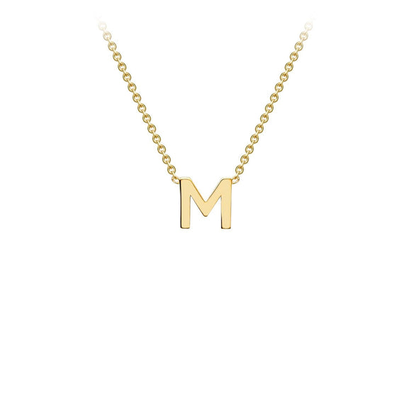 9K Yellow Gold 'M' Initial Adjustable Necklace 38cm/43cm | The Jewellery Boutique Australia