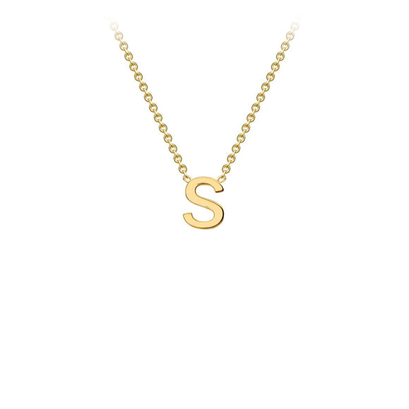 9K Yellow Gold 'S' Initial Adjustable Necklace 38cm/43cm | The Jewellery Boutique Australia