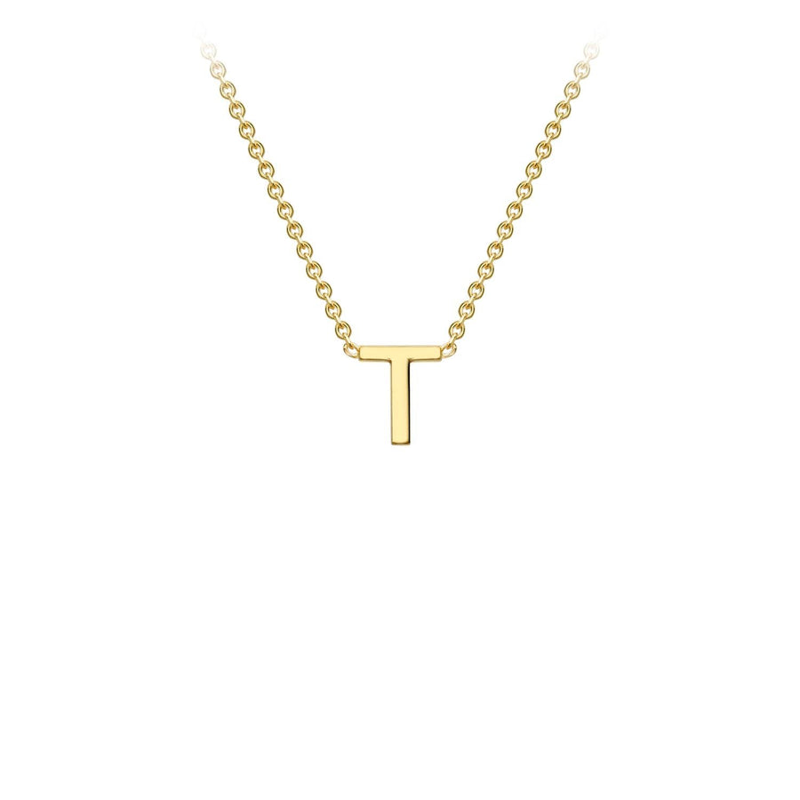 9K Yellow Gold 'T' Initial Adjustable Necklace 38cm/43cm | The Jewellery Boutique Australia