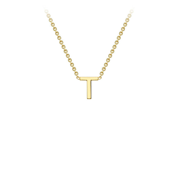 9K Yellow Gold 'T' Initial Adjustable Necklace 38cm/43cm | The Jewellery Boutique Australia