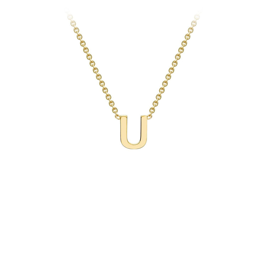 9K Yellow Gold 'U' Initial Adjustable Necklace 38cm/43cm | The Jewellery Boutique Australia