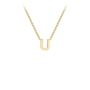 9K Yellow Gold 'U' Initial Adjustable Necklace 38cm/43cm | The Jewellery Boutique Australia