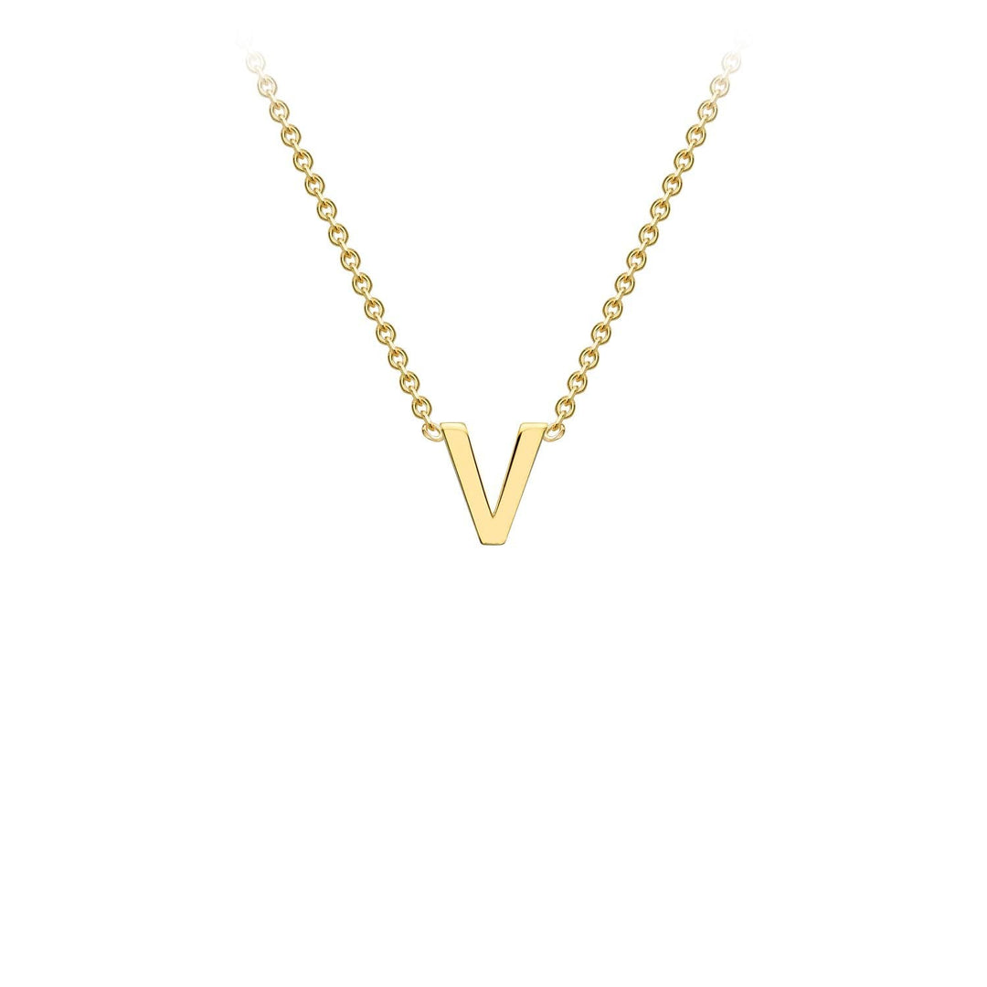 9K Yellow Gold 'V' Initial Adjustable Necklace 38cm/43cm | The Jewellery Boutique Australia