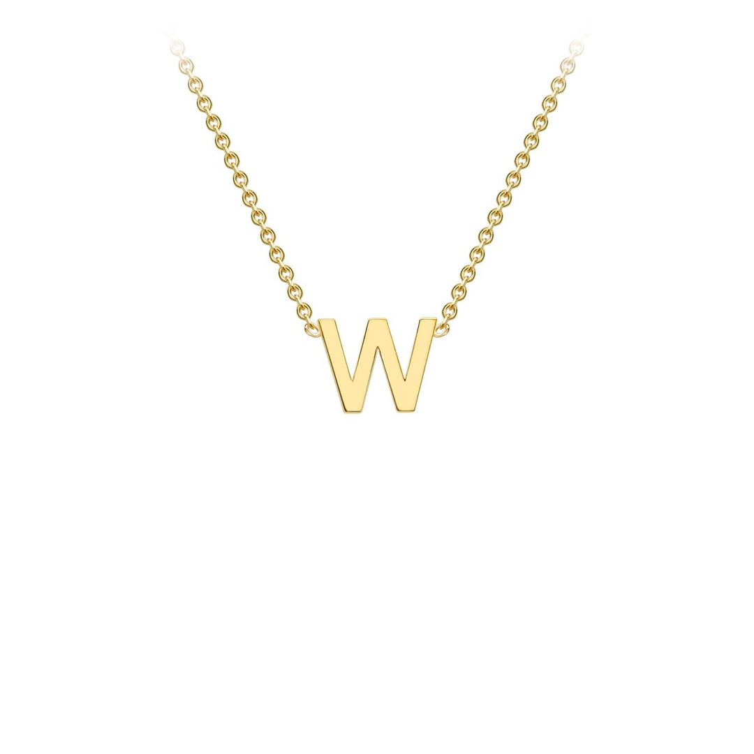 9K Yellow Gold 'W' Initial Adjustable Necklace 38cm/43cm | The Jewellery Boutique Australia