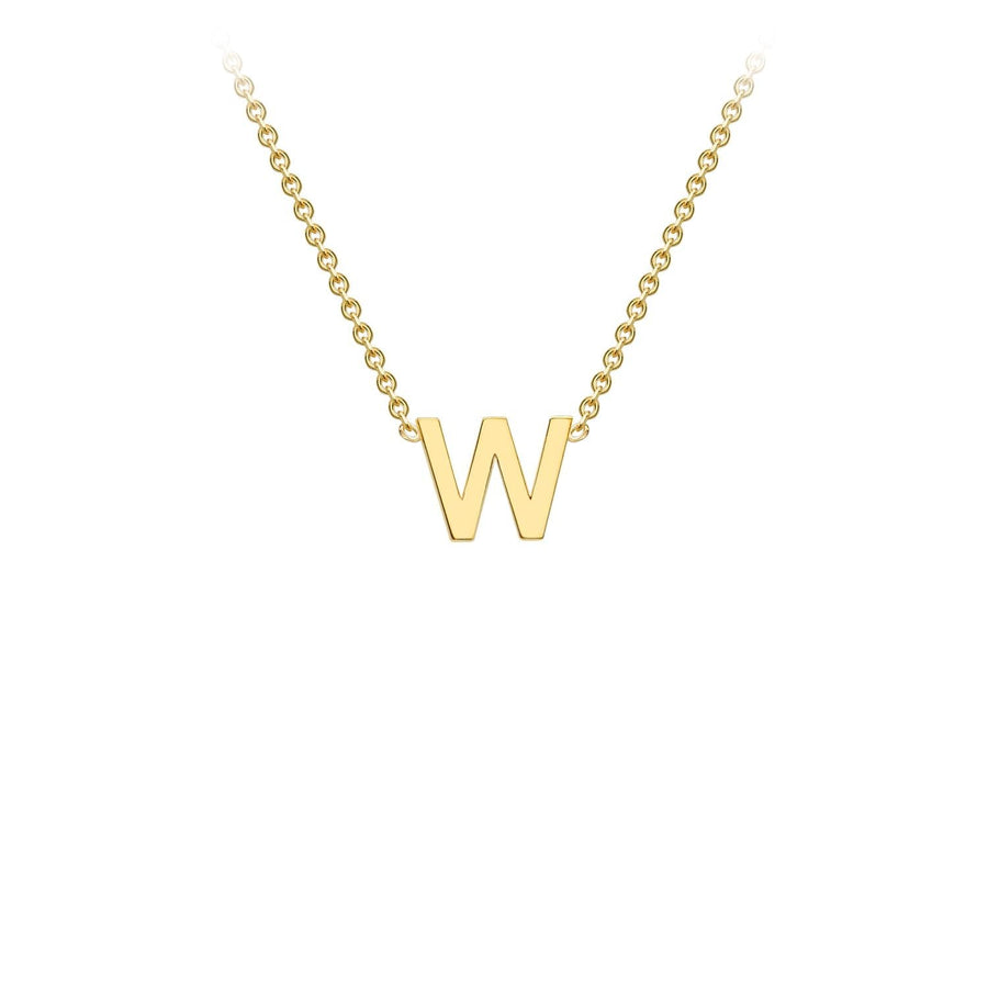 9K Yellow Gold 'W' Initial Adjustable Necklace 38cm/43cm | The Jewellery Boutique Australia