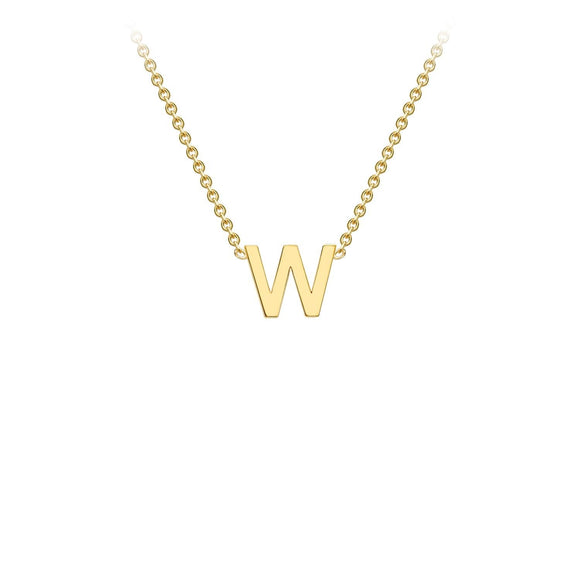 9K Yellow Gold 'W' Initial Adjustable Necklace 38cm/43cm | The Jewellery Boutique Australia