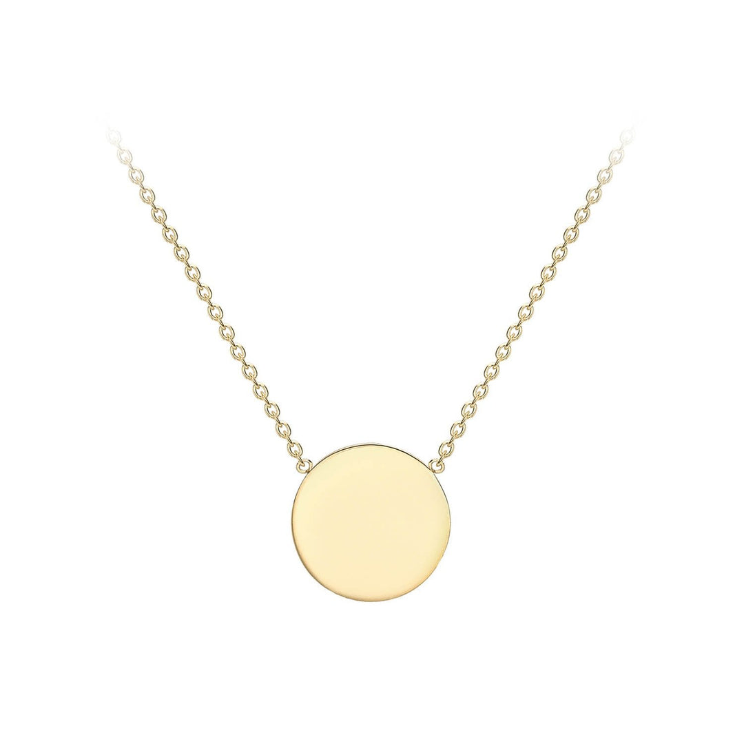 9K Yellow Gold 10mm Disc Adjustable Necklace 41cm-43cm