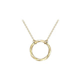 9K Yellow Gold 17.8mm Diamond Cut Ring Adjustable Necklace 43cm-46cm