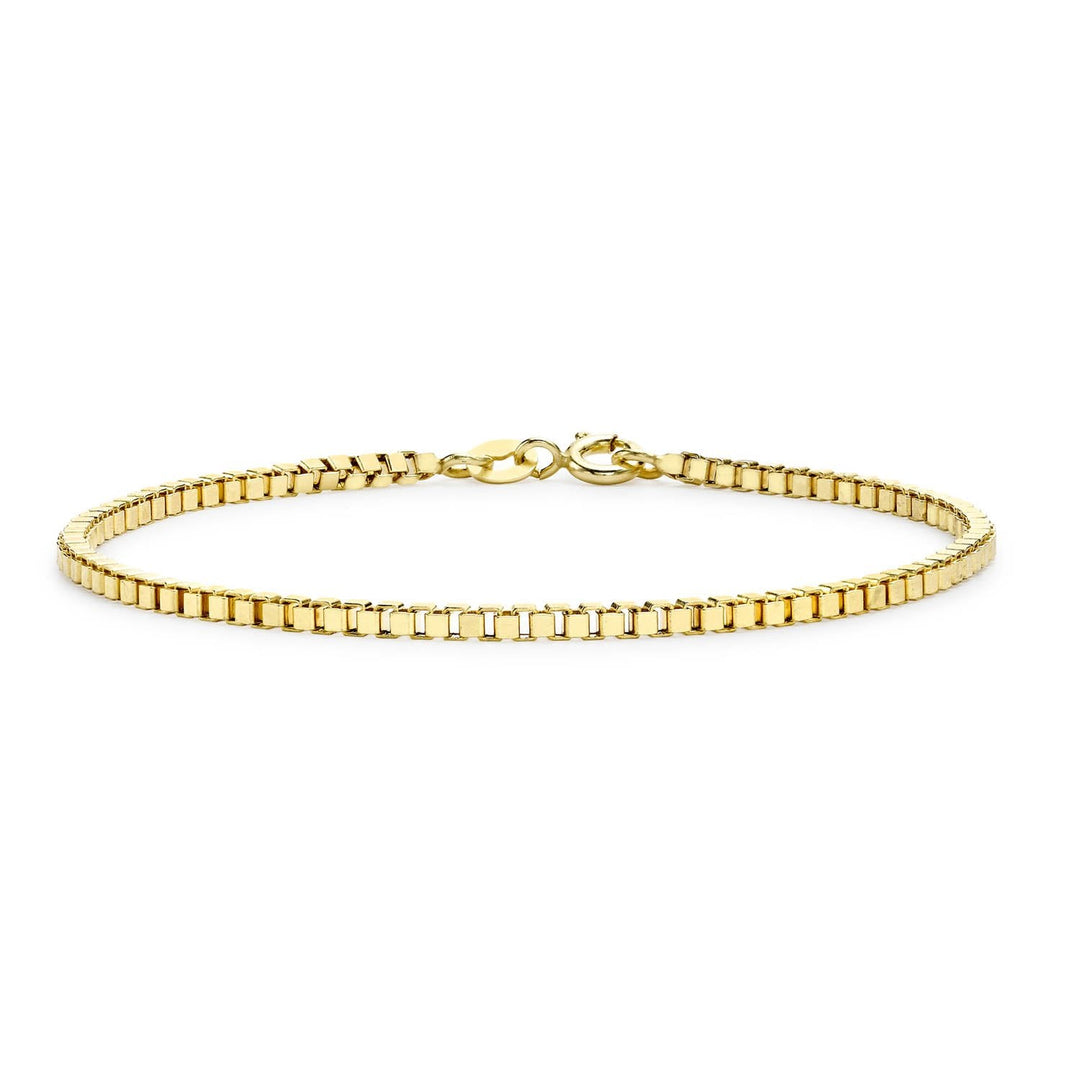 9K Yellow Gold Hollow Box Bracelet 19cm