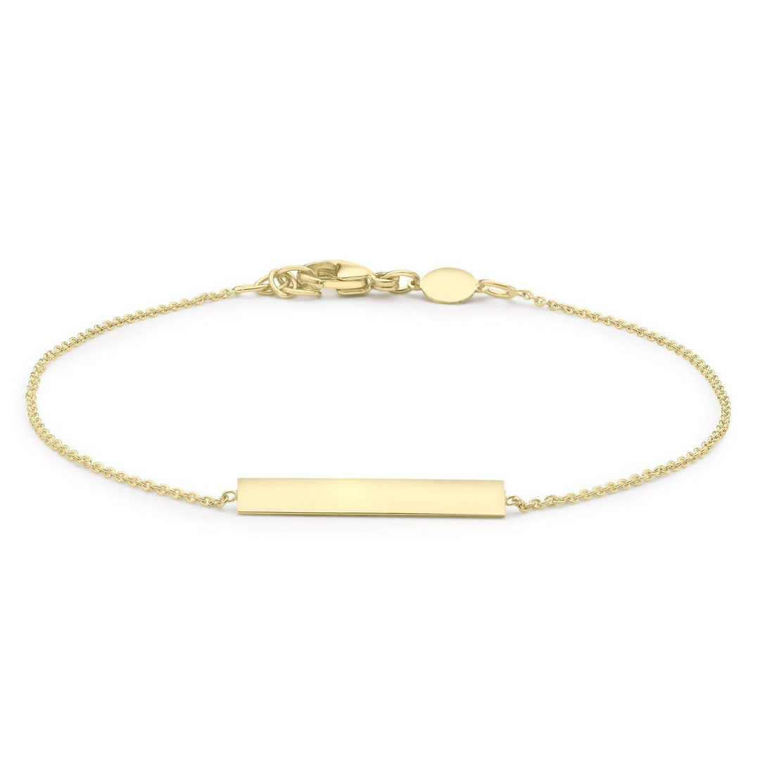 9K Yellow Gold 3mm x 20mm Horizontal-Bar Adjustable Bracelet 18cm-19cm