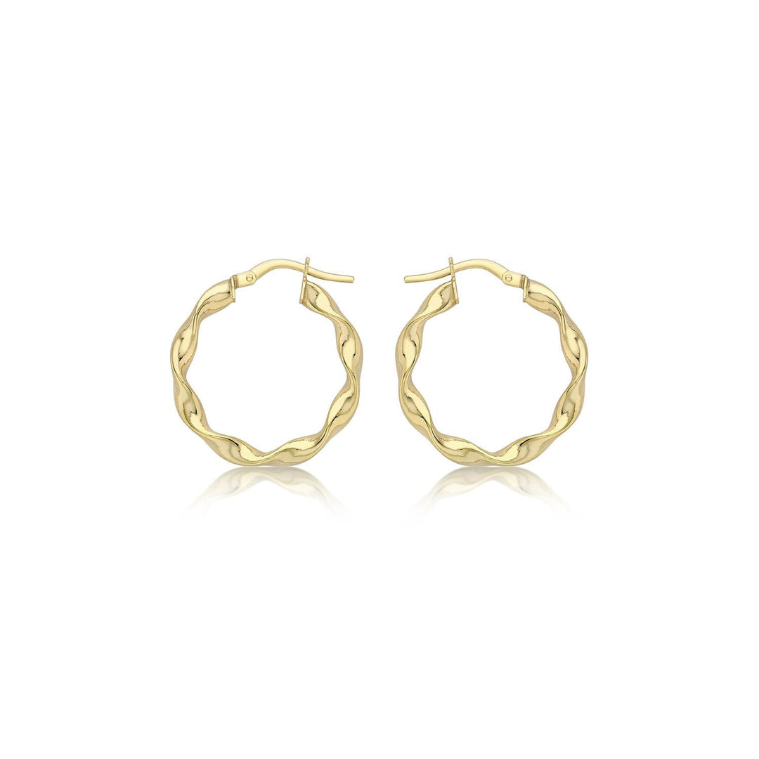 9K Yellow Gold 22.5mm Twist Hoop Creole Earrings