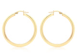 9K Yellow Gold 3mm Round Hoop Earrings 35mm