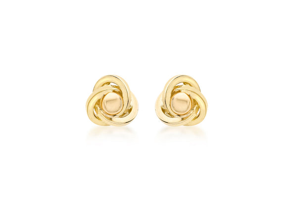 9K Yellow Gold 5mm Knot Ball Stud Earrings