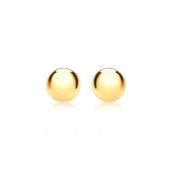 9K Yellow Gold 8mm Ball Stud Earrings