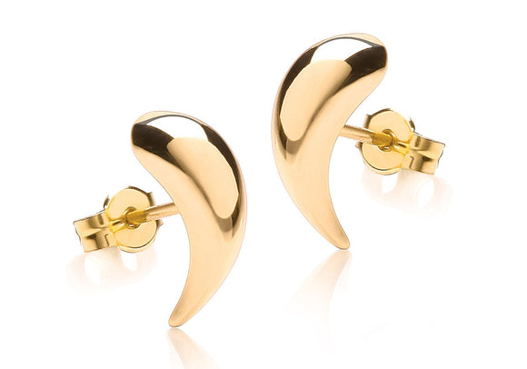 9K Yellow Gold Curved Stud Earrings 12mm