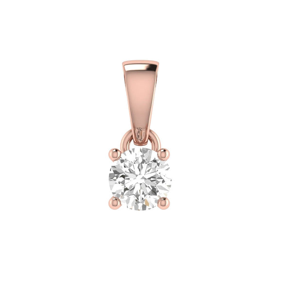 Diamond Solitaire Pendant with 0.40ct Diamonds in 18K Rose Gold - 18RCP40
