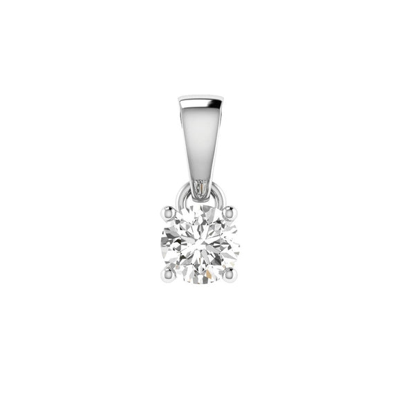 Diamond Solitaire Pendant with 0.40ct Diamonds in 18K White Gold - 18WCP40