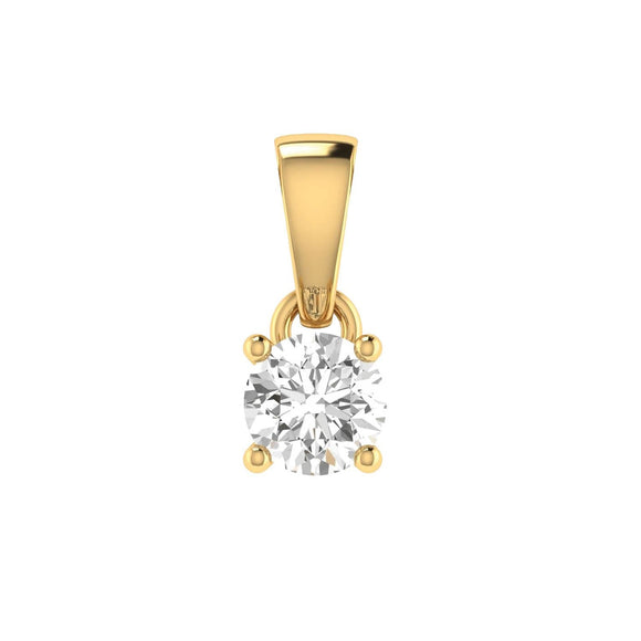 Diamond Solitaire Pendant with 0.30ct Diamonds in 18K Yellow Gold - 18YCP30