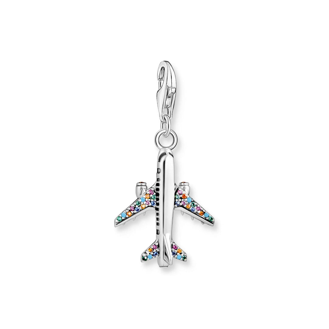 THOMAS SABO Charm Pendant Aeroplane Multicoloured Stones CC1914