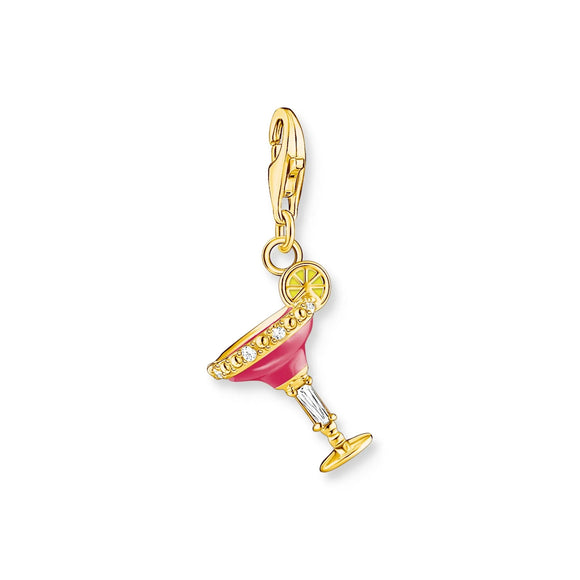 THOMAS SABO Charm Pendant Pink Cocktail Glass Gold CC1931
