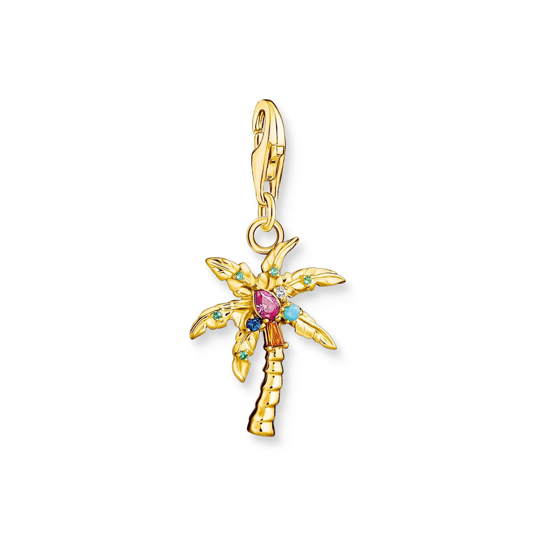 THOMAS SABO Charm Pendant Palm Tree Gold Multicoloured Stone CC1934