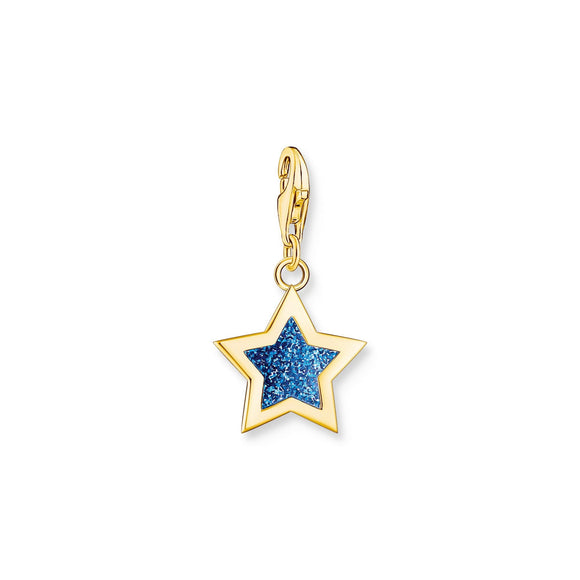 THOMAS SABO Yellow-Gold Plated Star Charm With Dark Blue Glitter CC2056