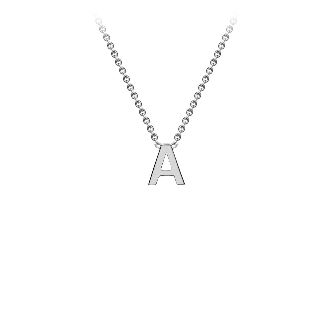 9K White Gold 'A' Initial Adjustable Necklace 38cm/43cm | The Jewellery Boutique Australia