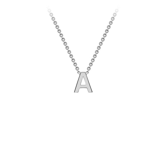 9K White Gold 'A' Initial Adjustable Necklace 38cm/43cm | The Jewellery Boutique Australia