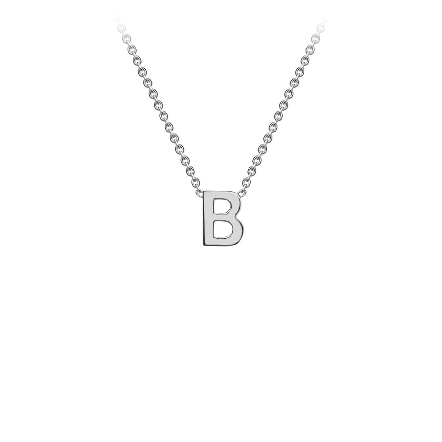 9K White Gold 'B' Initial Adjustable Necklace 38cm/43cm | The Jewellery Boutique Australia