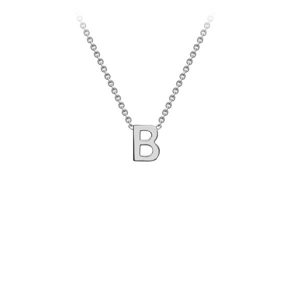 9K White Gold 'B' Initial Adjustable Necklace 38cm/43cm | The Jewellery Boutique Australia