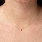 9K White Gold 'C' Initial Adjustable Necklace 38cm/43cm | The Jewellery Boutique Australia
