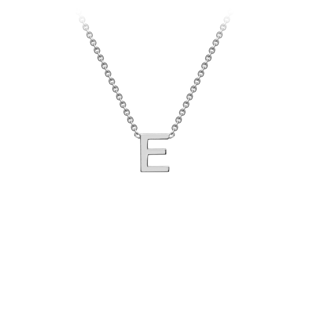 9K White Gold 'E' Initial Adjustable Necklace 38cm/43cm | The Jewellery Boutique Australia