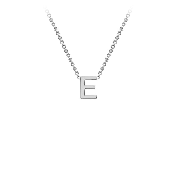 9K White Gold 'E' Initial Adjustable Necklace 38cm/43cm | The Jewellery Boutique Australia