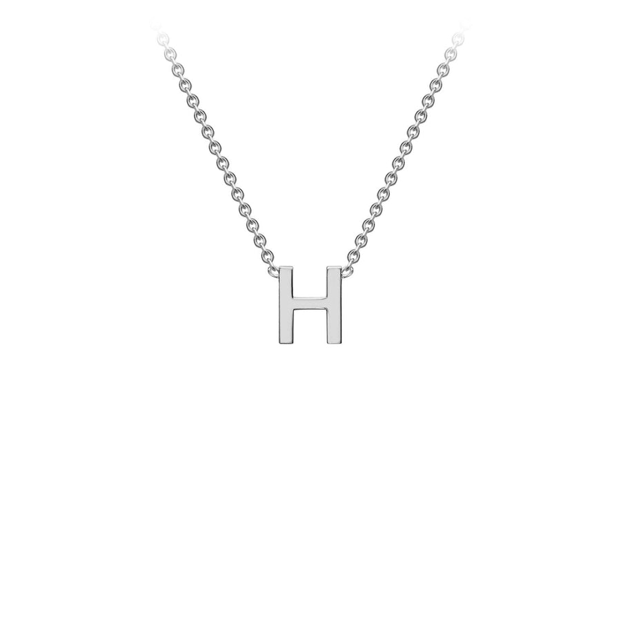 9K White Gold 'H' Initial Adjustable Necklace 38cm/43cm | The Jewellery Boutique Australia