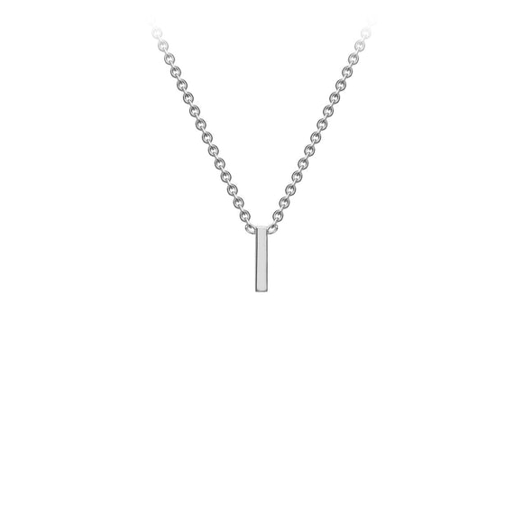 9K White Gold 'I' Initial Adjustable Necklace 38cm/43cm | The Jewellery Boutique Australia