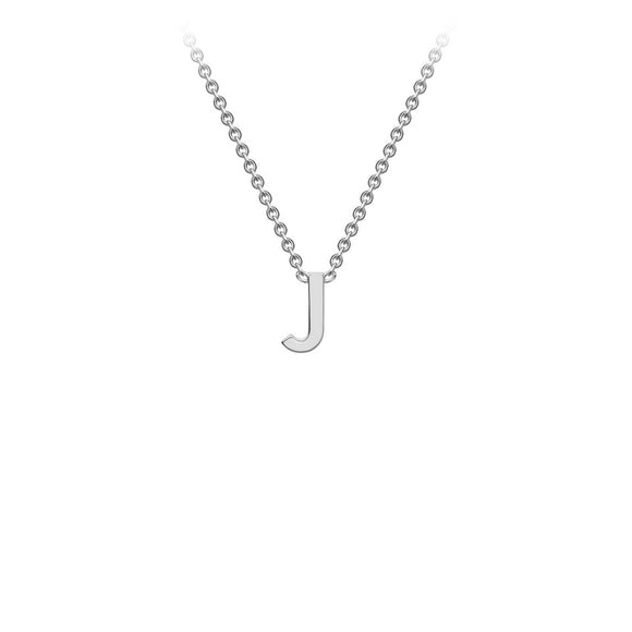 9K White Gold 'J' Initial Adjustable Necklace 38cm/43cm | The Jewellery Boutique Australia