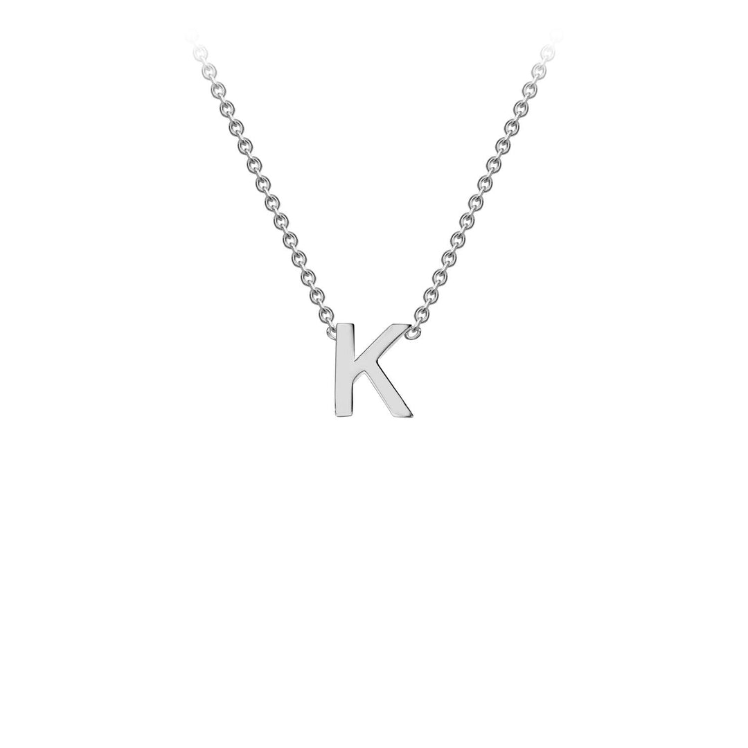 9K White Gold 'K' Initial Adjustable Necklace 38cm/43cm | The Jewellery Boutique Australia