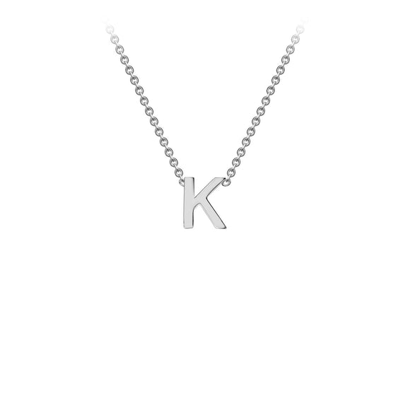 9K White Gold 'K' Initial Adjustable Necklace 38cm/43cm | The Jewellery Boutique Australia