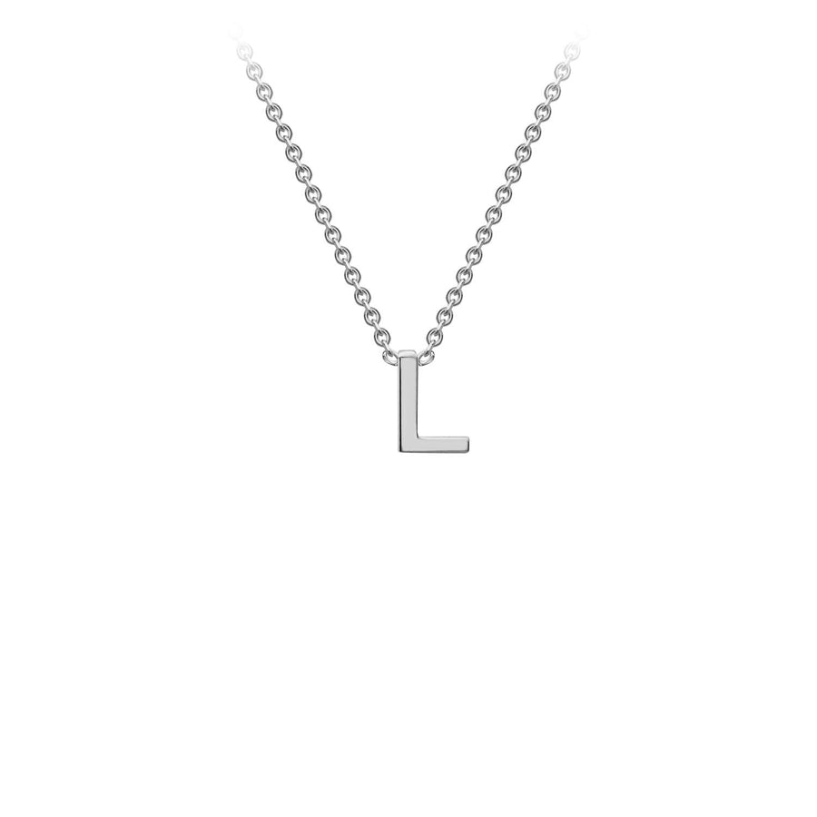 9K White Gold 'L' Initial Adjustable Necklace 38cm/43cm | The Jewellery Boutique Australia