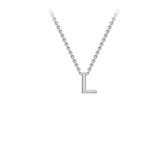 9K White Gold 'L' Initial Adjustable Necklace 38cm/43cm | The Jewellery Boutique Australia