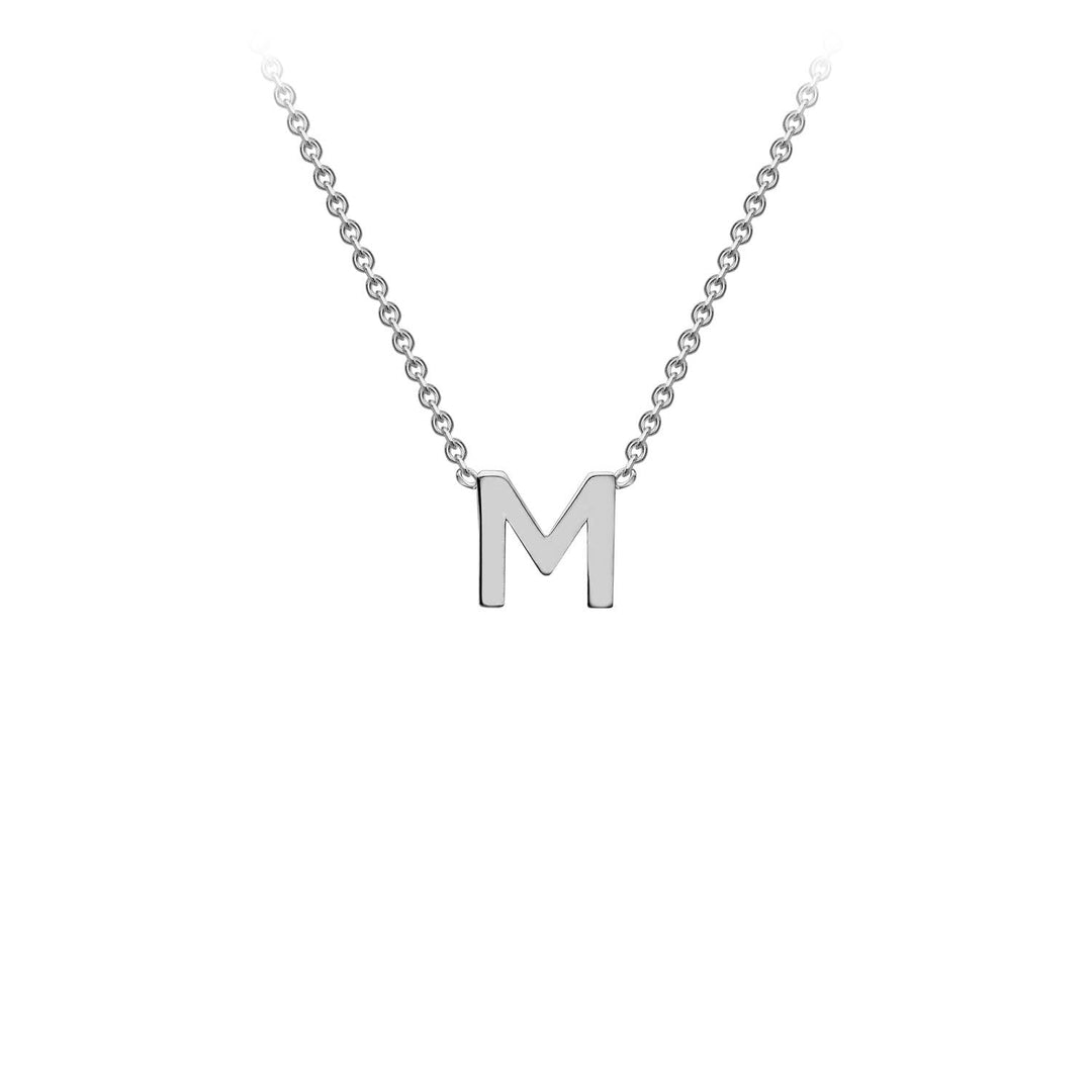 9K White Gold 'M' Initial Adjustable Necklace 38cm/43cm | The Jewellery Boutique Australia