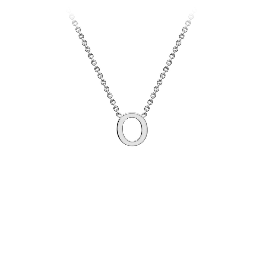 9K White Gold 'O' Initial Adjustable Necklace 38cm/43cm | The Jewellery Boutique Australia