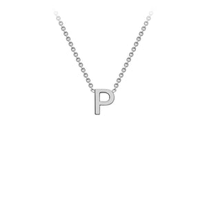 9K White Gold 'P' Initial Adjustable Necklace 38cm/43cm | The Jewellery Boutique Australia