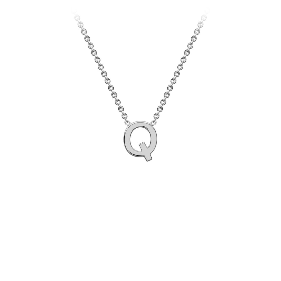 9K White Gold 'Q' Initial Adjustable Necklace 38cm/43cm | The Jewellery Boutique Australia