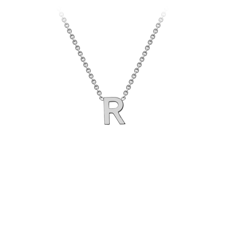 9K White Gold 'R' Initial Adjustable Necklace 38cm/43cm | The Jewellery Boutique Australia