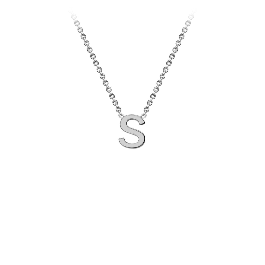 9K White Gold 'S' Initial Adjustable Necklace 38cm/43cm | The Jewellery Boutique Australia