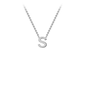 9K White Gold 'S' Initial Adjustable Necklace 38cm/43cm | The Jewellery Boutique Australia